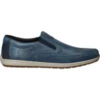 Rieker Mocassins Basket Basse Cuir Castor homme - Bleu - 40