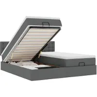 vidaXL Lit ottoman avec matelas gris foncé 200x200 cm Tissu