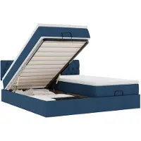 vidaXL Lit ottoman avec matelas bleu 200x200 cm Tissu