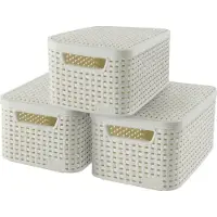Curver Boîte de rangement Style avec couvercle 3 pcs S Blanc 240586