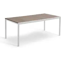 Keter Table rectangulaire avec structure en acier aspect bois, pour l'intérieur et l'extérieur, modèle Porto - 202 x 95 x H 75 cm