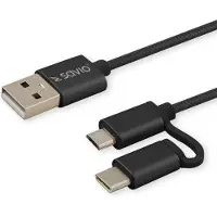 Savio CL-128 Câble USB 1 m USBUSB 2.0 USB A USBUSB C/Micro-USB A Noir