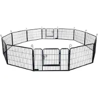 HOME DELUXE - Enclos pour chiots BARKI - 80 x 60 cm, 12 pièces, couleur : noir, avec verrouillage de porte, coins et bords arrondis I Aire de jeux pour chiots Enclos pour chiots