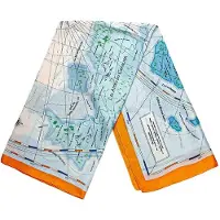 JTI Écharpe avec motif carte - Bleu et Orange, No. 28