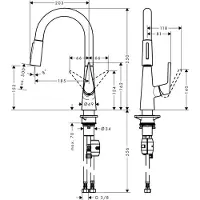 Hansgrohe Robinet de cuisine monocommande Talis M51, modèle 160, avec douchette extractible, 2 jets, finition en acier inoxydable