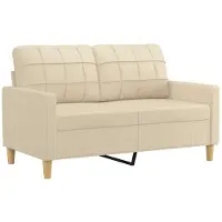 vidaXL Canapé 2 places crème 120 cm Tissu