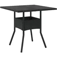 vidaXL Table de jardin avec plateau en verre noir 80x80x75 cm Poly rotin