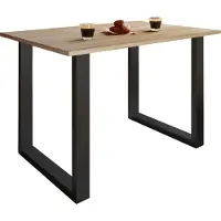 VCM Table en bois | H. 76 x W. 140 x T. 80 cm | Repose-pieds solides et de haute qualité | Pieds en fer | Table de cuisine - Xona U