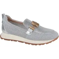 Hispanitas pour femme. HV253919 Baskets Kansas blanc (40), Cuir, Argenté, Plat, 1 à 3 cm, Aucun, Casuel