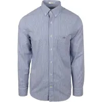 Gant pour homme. 3000140 Chemise en popeline coupe régulière Banker Stripe bleu (M), Casuel, Coton, Manche longue