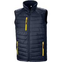 Result Gilet matelassé Genuine Recycled « Compass » pour homme FK2533 (S) (bleu marine/jaune)
