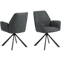 Ebuy24 Glenda chaise de salle à manger avec accoudoirs tissu gris.