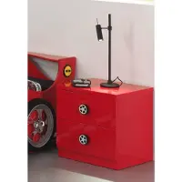 Vipack Table de chevet Monza avec deux tiroirs - rouge