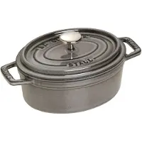 Staub Cocotte en fonte, Ovale 17 cm, 1 L, Fonction Aromaregen, Adapté à tous les types de feux, Gris graphite
