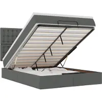 vidaXL Ottoman-lit avec matelas & LEDs gris foncé 140x190 cm Tissu