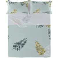 Happy Fiday Home Drap de dessus HappyFriday Blanc Foliage Mint Coloured 160 x 270 cm