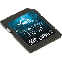OWC Atlas S Pro SDXC UHS-II V90 Media Card 512GB (512 Go, SDXC, UHS-II), Carte mémoire, Noir