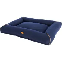 Kerbl Hundekuschelbett Jerome dunkelblau/cognac LxBxH 90x70x12cm waschbar 80454
