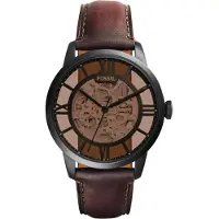 Fossil Montre à affichage analogique brun foncé / anthracite