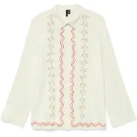 Vero Moda Chemisier 'VMDICTHE' beige foncé / rouge / blanc