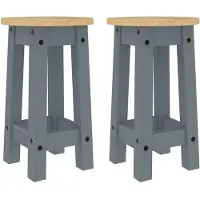 vidaXL Tabouret de bar 2 pcs. Gris Pin massif