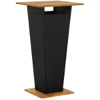 vidaXL Table de bar noire 60x60x110 cm Poly rotin et bois massif acacia