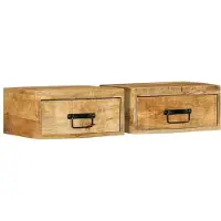 vidaXL Tables de chevet murales 2 pcs bois de manguier massif brut