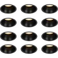 QAZQA Ensemble de 12 spots encastrés noirs GU10 50 mm IP44 - Dept