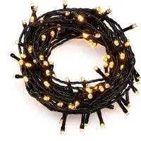 Konstsmide - Guirlande lumineuse à LED, avec effet de lueur, 160 diodes ambre (80 luisantes), transfo extérieur 24V, câble noir - 3641-810
