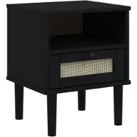 vidaXL Table De Chevet Senja Noir 40x35x48 Cm Bois De Pin Solide