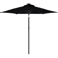 vidaXL Parasol avec LED et mât en acier noir 225x225x212 cm