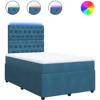 vidaXL Lit boxspring avec matelas bleu 120x200 cm velours