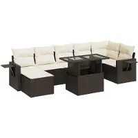 vidaXL Ensemble de jardin canapé 8 pièces avec coussins Marron Poly rotin