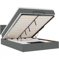 vidaXL Lit ottoman avec matelas gris foncé 140x200 cm Tissu