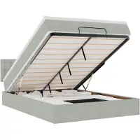 vidaXL Ottoman-lit avec matelas & LEDs gris clair 140x200 cm velours