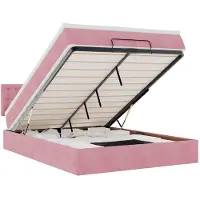 vidaXL Ottoman-lit avec matelas & LED rose 140x200 cm velours