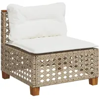 vidaXL Canapé de jardin sans accoudoirs coussins beige résine tressée