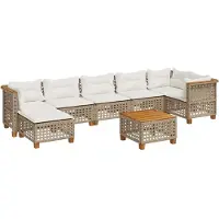vidaXL Ensemble de jardin canapé 8 pièces avec coussins Beige Poly Rattan