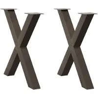 vidaXL Pieds de table de salle à manger en X 2 pcs. Acier naturel 70x(72-73) cm Acier