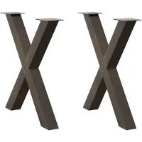 vidaXL Pieds de table de salle à manger en X 2 pcs. Acier naturel 80x(72-73) cm Acier