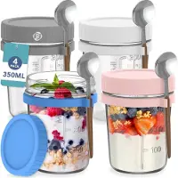 OEM Lot de bols à porridge pour le petit-déjeuner - Lot de bocaux Mason - Lot de 2 - Verre - Lot