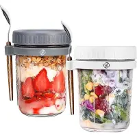 OEM Lot de bocaux pour ton petit-déjeuner - Lot de 3 - Verre - Muesli pour le petit-déjeuner - Modèle Mason Jar