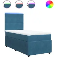 vidaXL Lit boxspring avec matelas bleu 100x200 cm velours