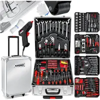 MASKO Coffret d'outils de 1400 pièces, en aluminium, avec roulettes, fonction trolley, qualité professionnelle