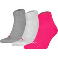 Puma Unisexe, Chaussettes, Quarter Plain, Gris, Pink, (Lot de 3, 39 - 42)