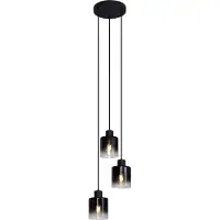 QAZQA Suspension moderne noire avec verre fumé 3 lumières - Dame