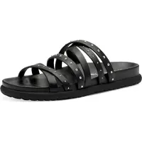 Tamaris - Sandales plates pour femmes, modèle pantoufle, couleur noire, pour un usage quotidien