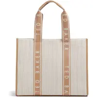 Ted Baker sac shopper sac à épaule Hayllee Striped Canvas Large Icon Bag Camel beige