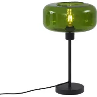 QAZQA Lampe de table rétro noire avec verre vert - Bizle