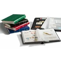 Leuchtturm Carnet de timbres BASIC, couverture non doublée en bleu, DIN A4 (A4, Blanc, Couverture souple)